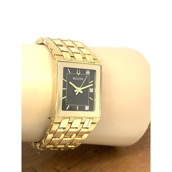 Bulova x Marc Anthony Women\'s Watch 97P167 Quadra Quartz Diamond Gold Steel Tank main image 14